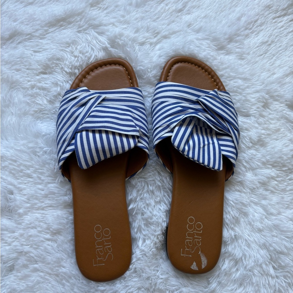 NWT Franco Sarto Blue & White Striped Women's Sandals